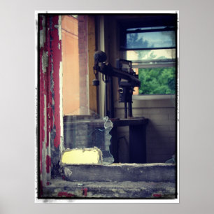 Linkerachter, verlaten poster