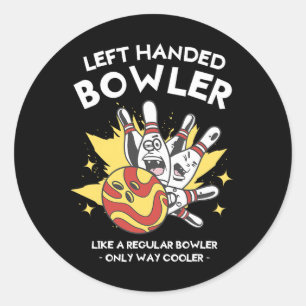 Linkerbediende Bowler als een gewone Bowler. Ronde Sticker