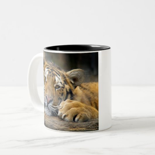 Linkerbediende tijgerMok Tweekleurige Koffiemok (Voorkant links)