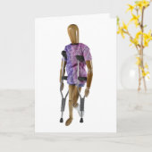Linkerbeen in gips met krukken kaart (Gele Bloem)