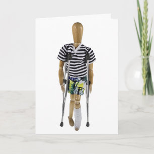 Linkerbeen in gips met krukken kaart