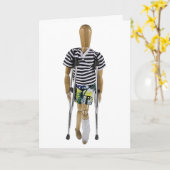 Linkerbeen in gips met krukken kaart (Gele Bloem)