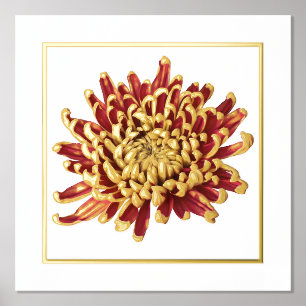 LinkerFolie Accent Red & Gold Mum Print Poster