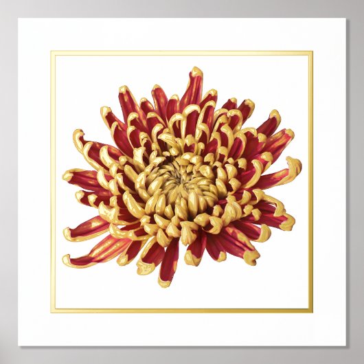 LinkerFolie Accent Red & Gold Mum Print Poster (Voorkant)
