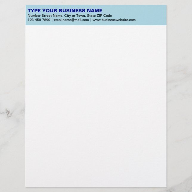 Linkergelijnde platte teksten op lichtblauwe kop v briefhoofd (Voorkant)