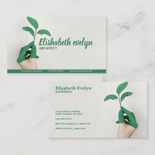 Linkerhand met groen lef-Plant Visitekaartje (Voorkant / Achterkant)