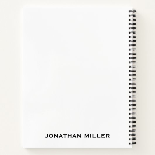 Linkerhandbediend Gepersonaliseerd Wit met Zwarte  Notitieboek (Achterkant)