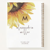 Linkerhandbediende zonnebloemmonogram naar-do lijs notitieboek (Achterkant)