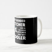 Linkerpitcher cadeau met links | Lefty Pitcher Bas Koffiemok (Voorkant rechts)