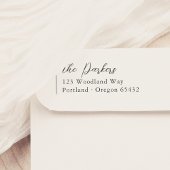 Linkeruitgelijnde scriptnaam en retouradres rubberstempel