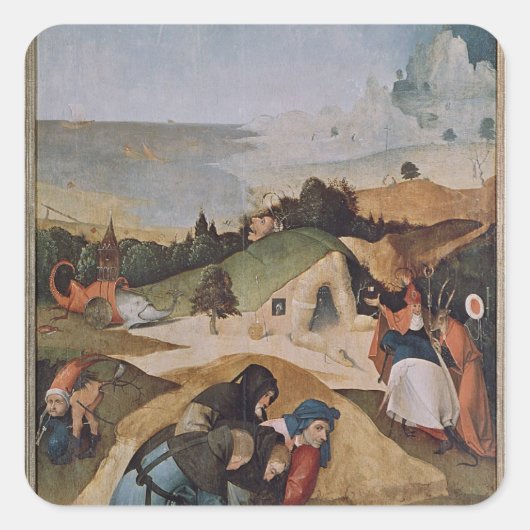 Linkervleugel van de Triptych van de Temptation of Vierkante Sticker (Voorkant)