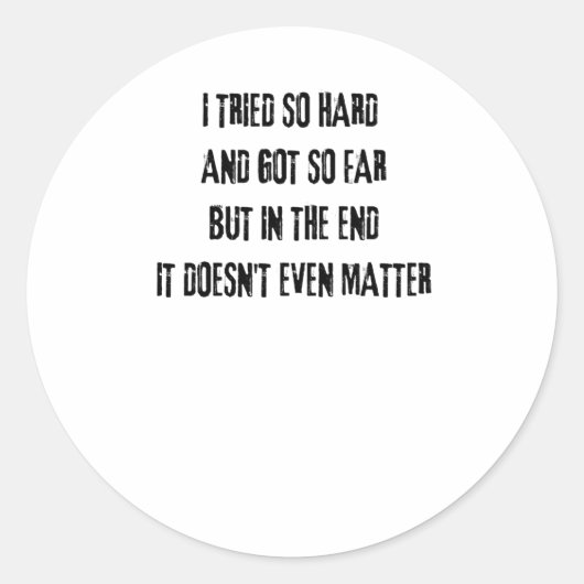 Linkin Park met iconische teksten die ik zo hard e Ronde Sticker (Voorkant)