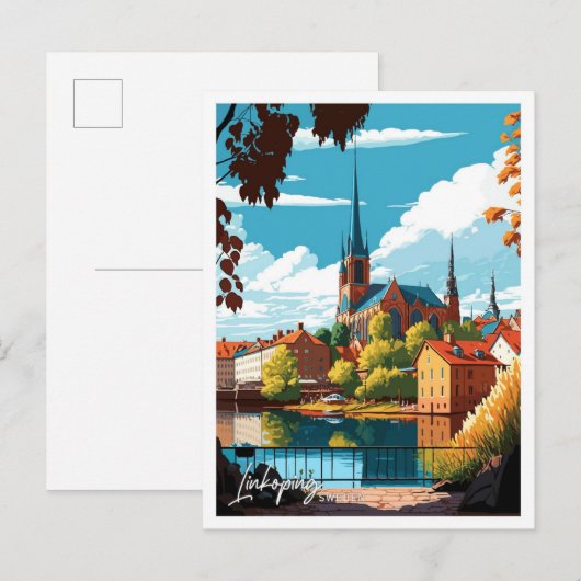 Linkoping Zweden Reizen Illustratie Briefkaart (Voorkant / Achterkant)