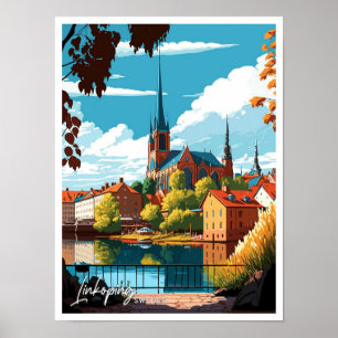 Linkoping Zweden Reizen Illustratie Poster
