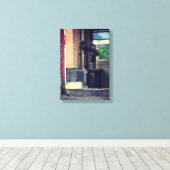 Links achter canvas afdruk (Insitu (Houten vloer))