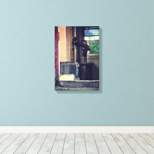 Links achter canvas afdruk (Insitu (Houten vloer))