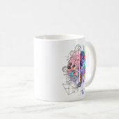 Links Brein vs Rechts Brein Creatief Kunstwerk Koffiemok (Voorkant rechts)