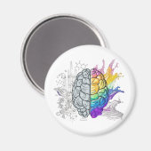 Links Brein vs Rechts Brein Creatief Kunstwerk Magneet (Voorkant / Achterkant)