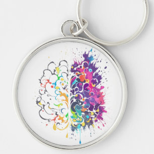 Links Brein vs Rechts Brein Creatief Kunstwerk Sleutelhanger