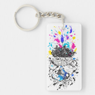Links Brein vs Rechts Brein Creatief Kunstwerk Sleutelhanger