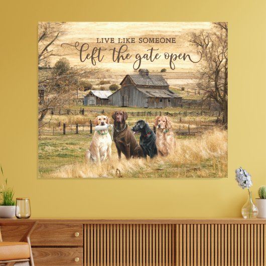 Links De Poort Open Canvas Boerderij Wandkunst (Insitu (Woonkamer))