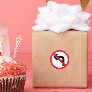 Links Draai Verboden Teken   Klassieke ronde Stick Ronde Sticker