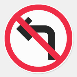 Links Draai Verboden Teken | Klassieke ronde Stick Sticker