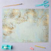 Links Peacock Goud Stoffig Blauw Coördinaat Decoup Tissuepapier (Craft)