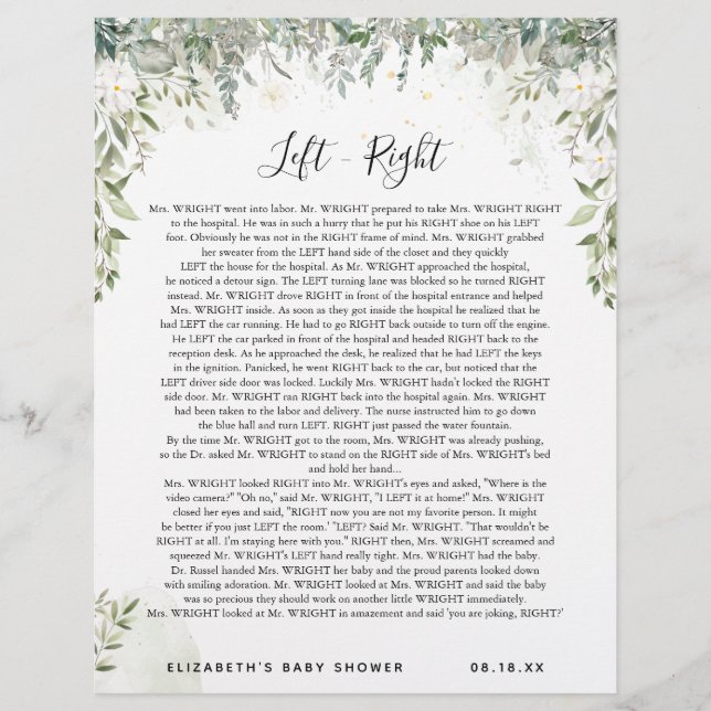 Links - rechts | BABY SHOWER (Voorkant)