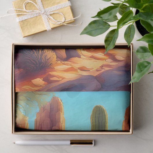 Links Sunny Desert Cactus Decoupage Papier (Geschenk)