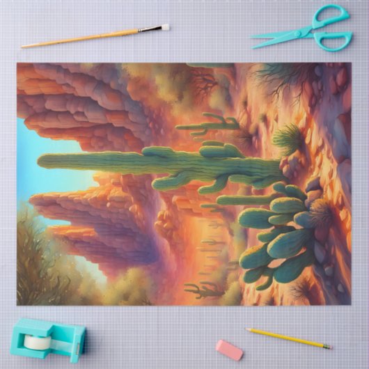 Links Sunny Desert Cactus Decoupage Papier (Craft)