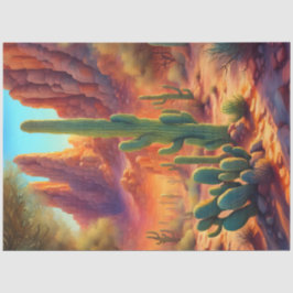 Links Sunny Desert Cactus Decoupage Papier