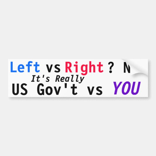 Links vs rechts/ NEEN! Het is echt de Amerikaanse Bumpersticker (Voorkant)