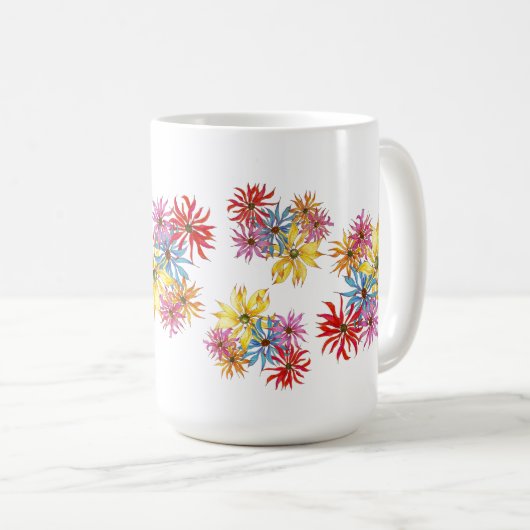 Linksdraaiende bloemenkunst koffiemok (Voorkant rechts)