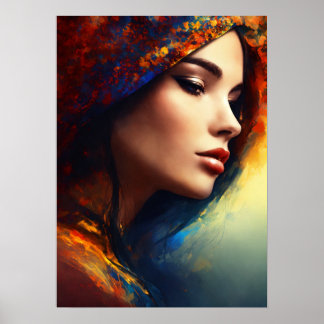 Linkse allure: de charmante pose van een dame vast poster