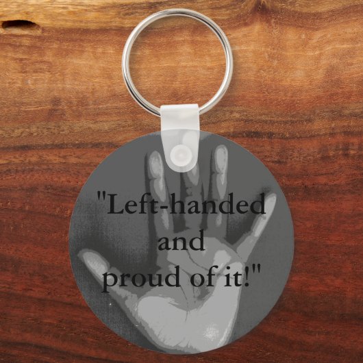 "linkshandig en er trots op!" sleutelhanger (Voorkant)