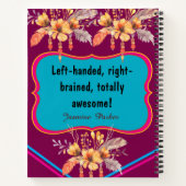 Linkshandige Bloemen Aangepaste Naam Paarse School Notitieboek (Achterkant)