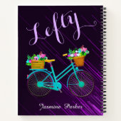 Linkshandige Bloemige Fiets Paarse Aangepaste Scho Notitieboek (Achterkant)