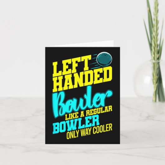 Linkshandige Bowler Gooit Bal Humor Bowling Strike Kaart (Voorkant)