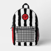 Linkshandige Gingham Stripe Monogram School Bedrukte Rugzak (Voorkant)