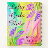 Linkshandige kleurrijke Abstracte bloemnaam Onderw Notitieboek (Achterkant)