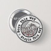 Linkshandige pinknop ronde button 5,7 cm (Voorkant /achterkant)