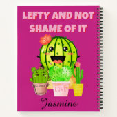 Linkshandige Roze Cactus Aangepaste Naam Schoolben Notitieboek (Achterkant)