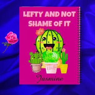 Linkshandige Roze Cactus Met Naam Schoolbenodigdhe Notitieboek