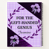 Linkshandige Sering Gingham Bloemstuk Aangepaste S Notitieboek (Achterkant)