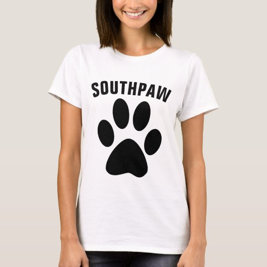 linkshandige T-shirts met SOUTHPAW (Voorkant)