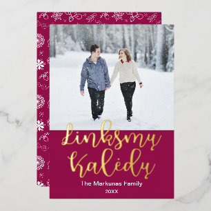 Linksmų Kalėdų, Litouws kerstfeest Elegant Folie Feestdagenkaart