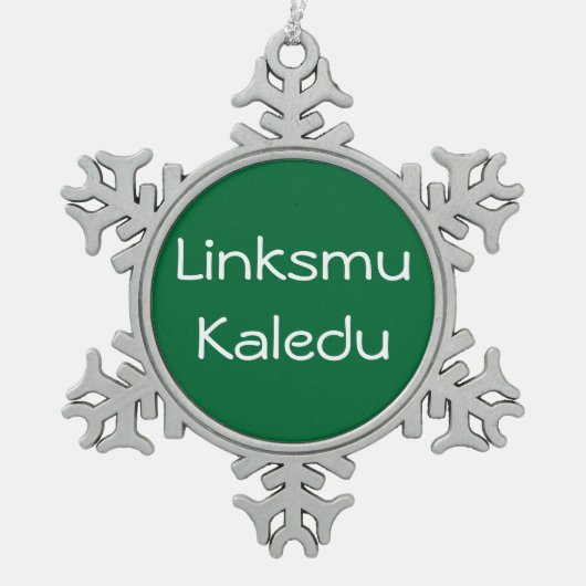 Linksmu Kaledu - versiering Tin Sneeuwvlok Ornament (Voorkant)
