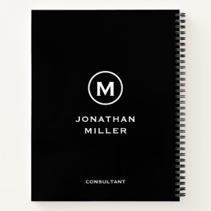 Linksom zwart-wit monogram Initiaal Notitieboek