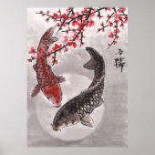 LinLi Chinese Waterverf Art Print - KOI Fish #1 (Voorkant)